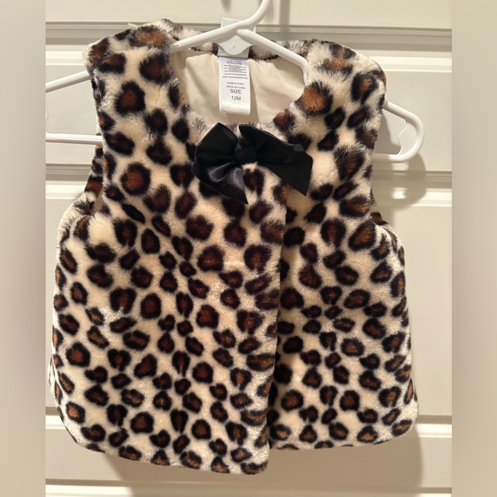 Little Me Leopard Print Faux Fur Vest Size 12M